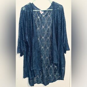 Lula Roe Navy Blue Lace Kimono Cardigan